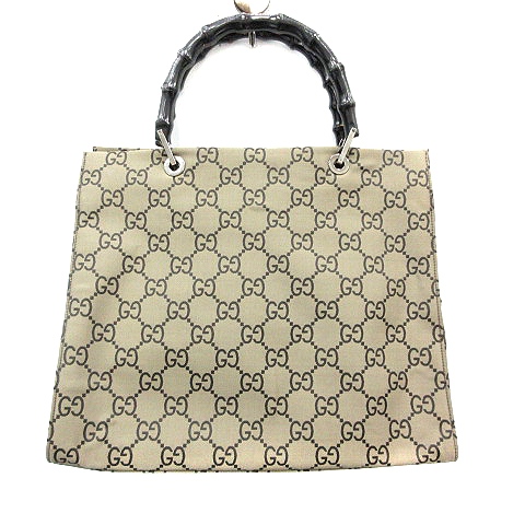 1円 □美品□ GUCCI グッチ 002・1010 002122 バンブー GG柄 GGキャンバス