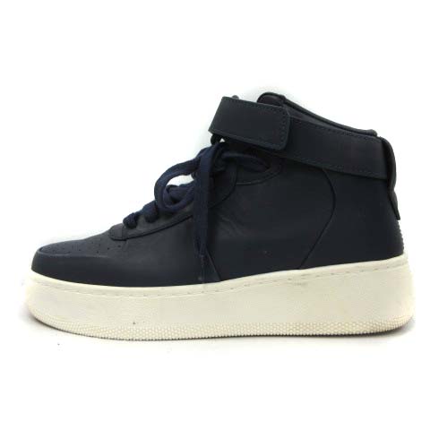 セリーヌ CELINE スニーカー ハイカット レザー 36 紺 ネイビー /EK 