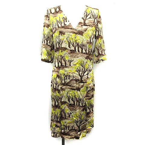 マルニ Marni ワンピース 七分袖 ひざ丈 総柄 38 黄色 茶 イエロー ブラウン Kh レディース 081 ベクトルパーク マルニ Marni ワンピース 七分袖 ひざ丈 総柄 38 黄色 茶 イエロー ブラウン Kh レディース 081 ベクトルパーク