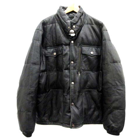 ステューシー STUSSY Authentic Gear ダウンジャケット レザー 黒 