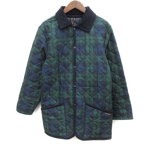 ラベンハム LAVENHAM キルティングジャケット チェック 中綿 40 緑  