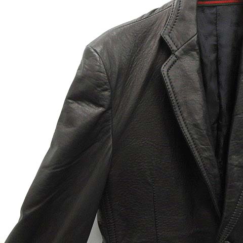 グッチ GUCCI ジャケット テーラード レザー シングル 46 黒