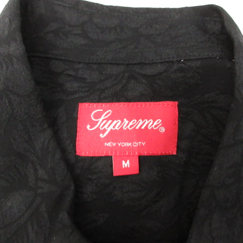 シュプリーム SUPREME 19SS シャツ シルク 花柄 長袖 M 黒 ブラック 