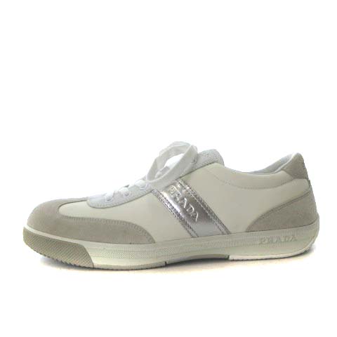 プラダスポーツ PRADA SPORT スニーカー ローカット スエード 8.5 白 