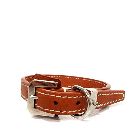 ゴヤール GOYARD 首輪 小型犬用 犬 ペット ヘリンボーン レザー 茶 26 