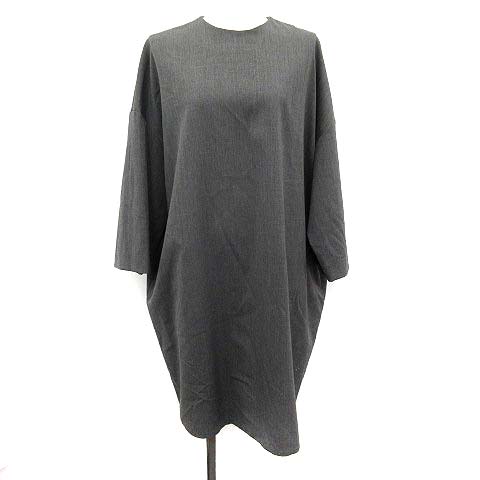 エンフォルド ENFOLD ワンピース 七分袖 ひざ丈 ウール 38 グレー /KH  