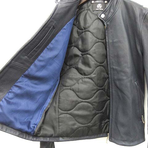 PSポールスミス　ダークブルー レザー シングルライダースジャケット ポールスミス PAUL SMITH PS シングルライダースジャケット レザー M