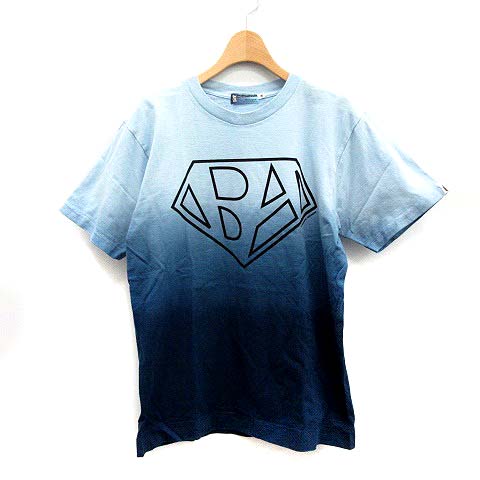 美品　アベイシングエイプ　シャツ　半袖　ロゴ　ブルー　ワンポイント　XL A BATHING APE アベイシングエイプ SHARK TEE 日本製 シルバー
