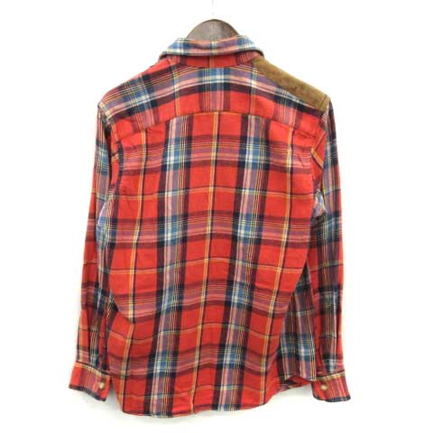 RALPH LAUREN ラムウールチェックジップアップシャツブルゾン 赤 Polo by Ralph Lauren チェック柄フルジップパーカー レッド L