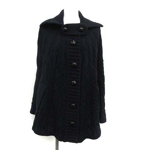 ★BURBERRY BLUE LABELネイビー ケーブルニット ポンチョ★ ☆BURBERRY BLUE LABELネイビー ケーブルニット ポンチョ