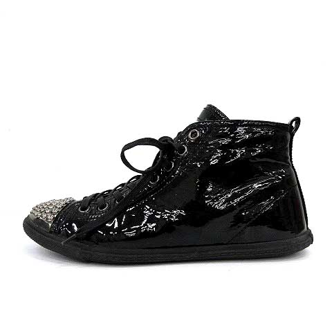 ミュウミュウ miumiu スニーカー ハイカット エナメル スタッズ 38.5 
