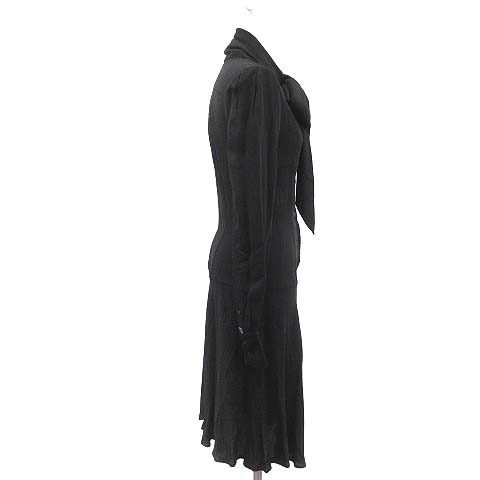 フェンディ FENDI ワンピース ひざ丈 長袖 シルク 40 黒 ブラック