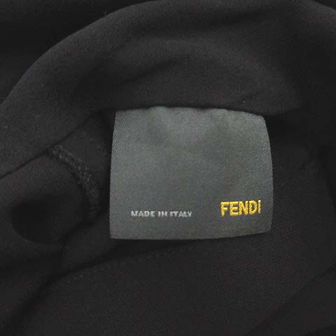 フェンディ FENDI ワンピース ひざ丈 長袖 シルク 40 黒 ブラック