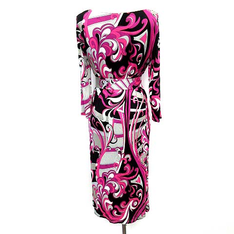 エミリオプッチ EMILIO PUCCI ワンピース タイト プッチ柄 七分袖 42  