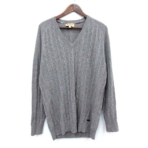 バーバリー BURBERRY ニット カシミヤ100％ Vネック 薄手 セーター L 