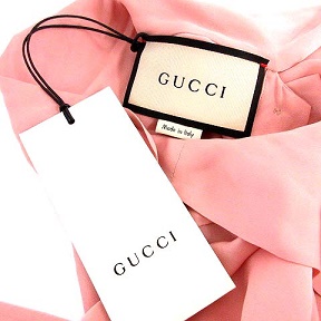 グッチ GUCCI ブラウス シルク 長袖 シャツ リボン 40 ピンク /☆G