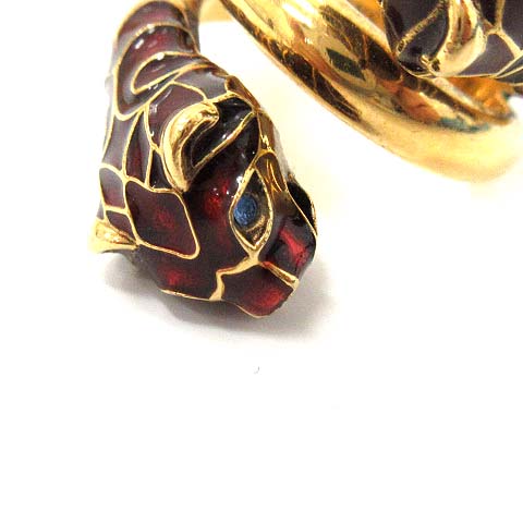 美品 GUCCI タイガーヘッド リング ゴルド レッド 14号 美品 GUCCI タイガーヘッド リング ゴルド レッド 14号