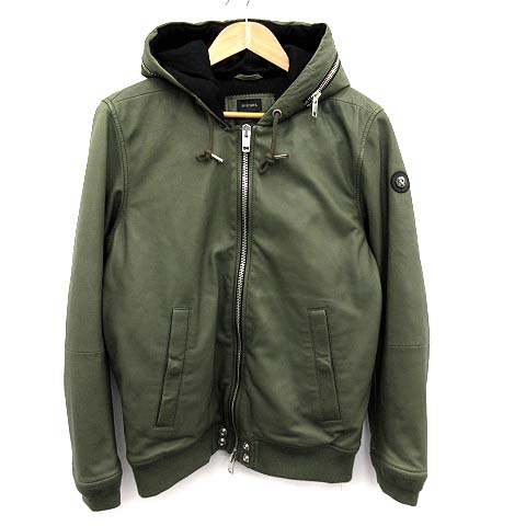 ディーゼル DIESEL ジャケット 革ジャン 中綿 ラムレザー フード L 