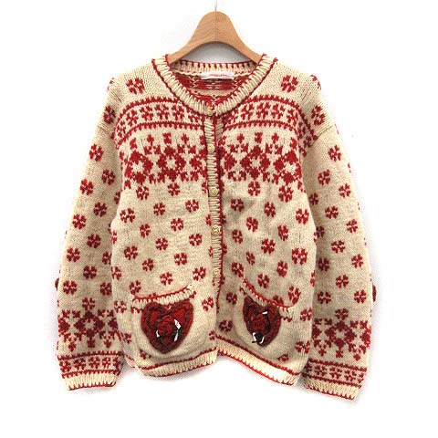 ワンダフルワールド WONDERFUL WORLD カーディガン ニット ウール 総柄  