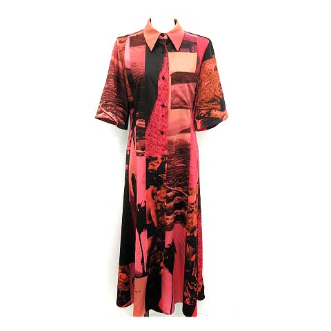 ポールスミス PAUL SMITH 19SS シャツワンピース 半袖 ロング 総柄 40 