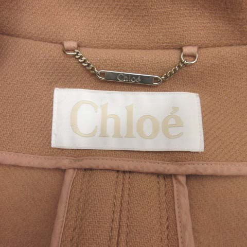 Chloé ウール ピーコート ブラウン ベージュ クロエ CHLOE ピーコート Pコート ウール 34 ベージュ /TK レディース