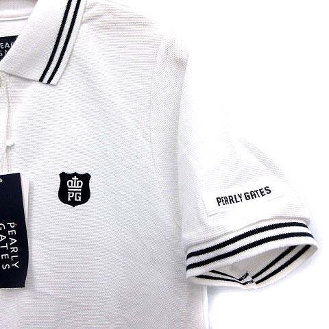 未使用品 パーリーゲイツ Pearly Gates ポロシャツ 半袖 鹿の子 プリーツ 1 白 ネイビー G レディース 081 ベクトルパーク 未使用品 パーリーゲイツ Pearly Gates ポロシャツ 半袖 鹿の子 プリーツ 1 白 ネイビー G レディース 081 ベクトルパーク
