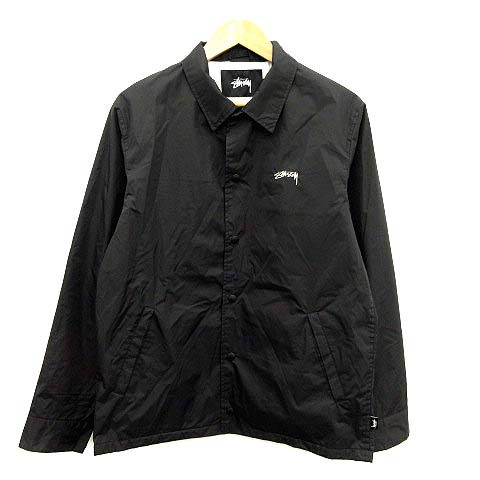 ステューシー STUSSY コーチジャケット ロゴ プリント M 黒 ブラック 