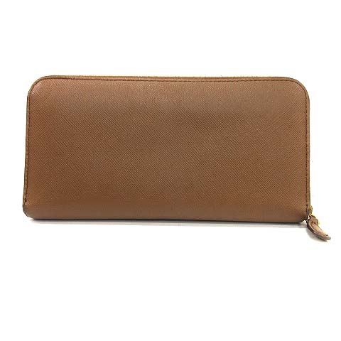 プラダ PRADA 長財布 ラウンドファスナー サフィアーノ レザー 茶 