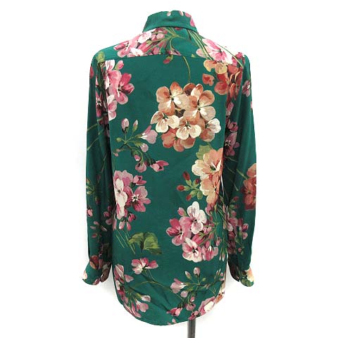グッチ Gucci シャツ ブラウス 長袖 花柄 シルク 38 緑 グリーン Kh D レディース 081 ベクトルパーク