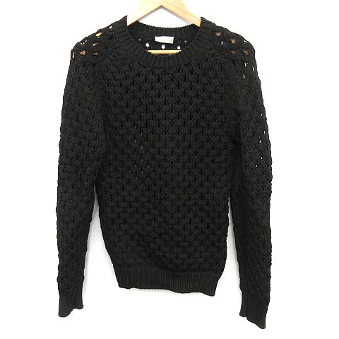 ディオールオム Dior HOMME セーター ニット 長袖 透かし編み XS 黒 