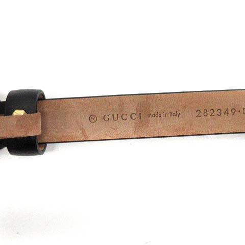 グッチ GUCCI ベルト ホースビット バックル レザー 80 32 黒 ブラック 