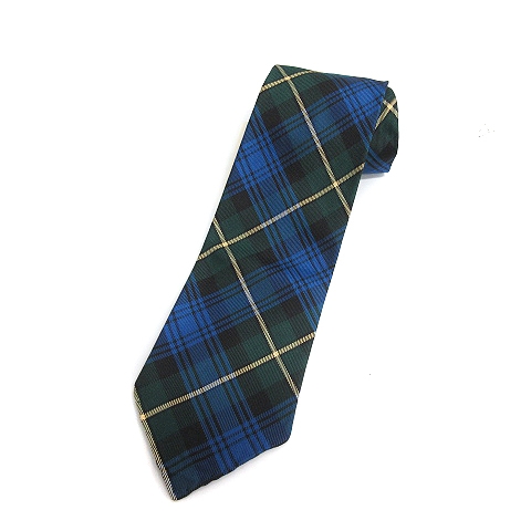 エルメス HERMES ネクタイ チェック柄 絹 シルク 青 ブルー 緑  