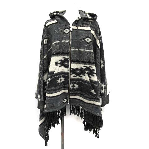 ディーゼル DIESEL ジャケット ポンチョ ニット フード 総柄 ウール混 