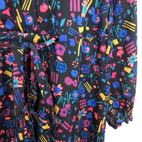 ポールスミス PAUL SMITH 18AW ワンピース ひざ丈 花柄 シフォン リボン 七分袖 40 グレー /EK ポールスミス PAUL SMITH PS 18AW ワンピース ひざ丈 七分袖 フレア