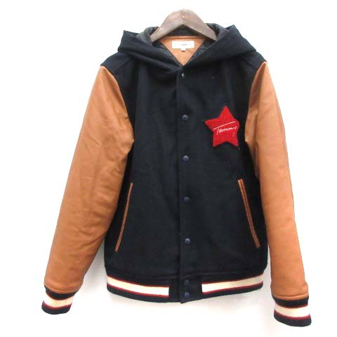 ブラウン ネイビー フード付きスタジャン SUPREME フード付き