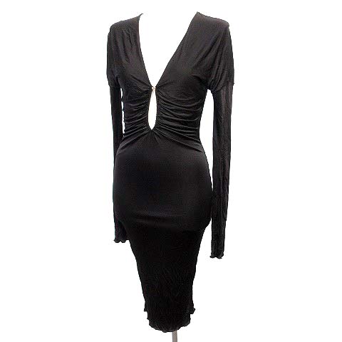 グッチ Gucci ワンピース タイト ひざ丈 ストレッチ 長袖 S 焦げ茶 G レディース 081 ベクトルパーク