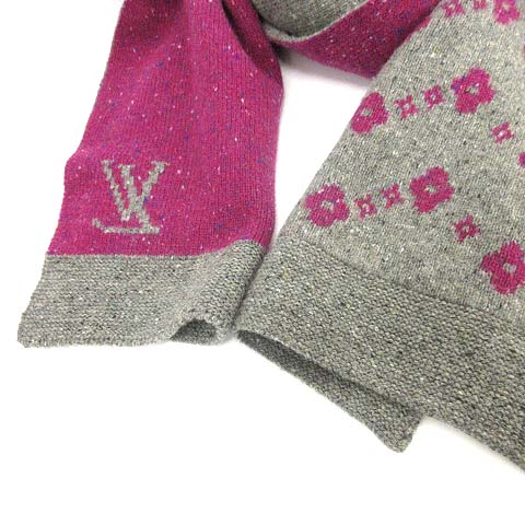 ルイヴィトン LOUIS VUITTON マフラー ニット ロゴ ウール カシミヤ混  