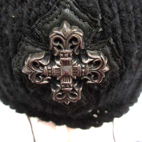 クロムハーツ CHROME HEARTS ニット帽 ボンボン クロス 黒