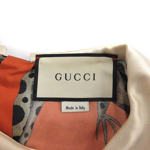 GUCCI ブラック レッド Vネック 半袖ワンピース 42 GUCCI グッチ ウェブトリム シェリーライン リボンジャージ