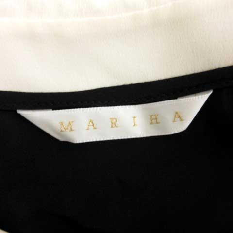 マリハ Mariha ワンピース フレア ひざ丈 シルク 長袖 黒 白 Ym レディース 081 ベクトルパーク