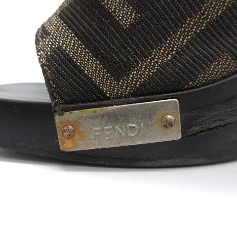 フェンディ FENDI ミュール サンダル ズッカ柄 35.5 茶 ブラウン /MF3