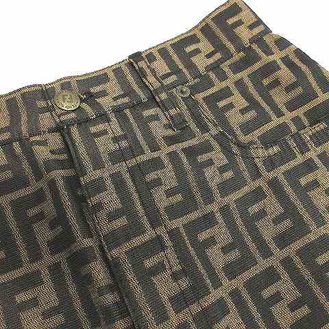 フェンディ FENDI スカート ミニ タイト ズッカ柄 総柄 42 茶