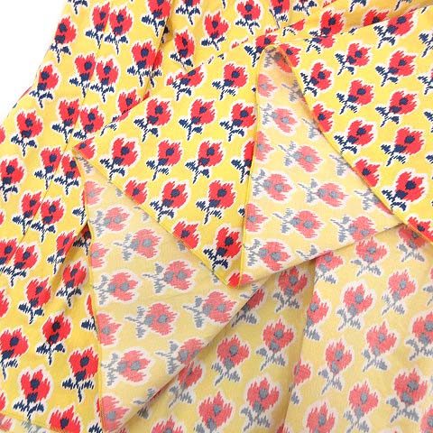 プラダ PRADA ワンピース ひざ丈 ノースリーブ 花柄 総柄 コットン 40