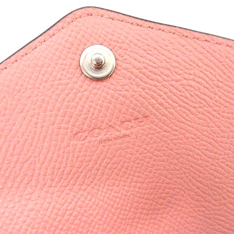 コーチ COACH 財布 三つ折り ミニ財布 レザー ピンク /☆G □OH