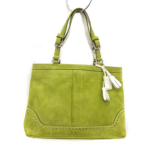 コーチ COACH トートバッグ ハンド スエード 緑 グリーン 5007 /KH 