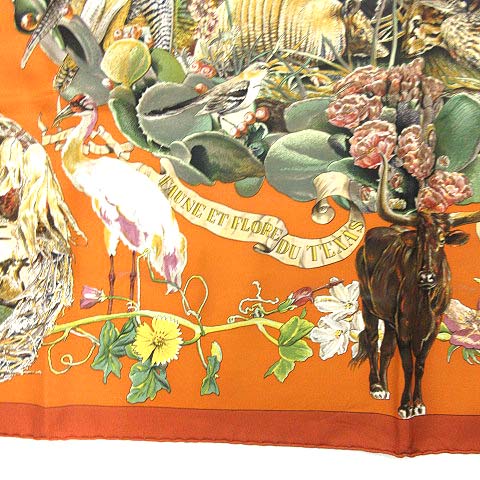 HERMES/エルメス カレ90 テキサス動植物図鑑 スカーフ けいする シルク 