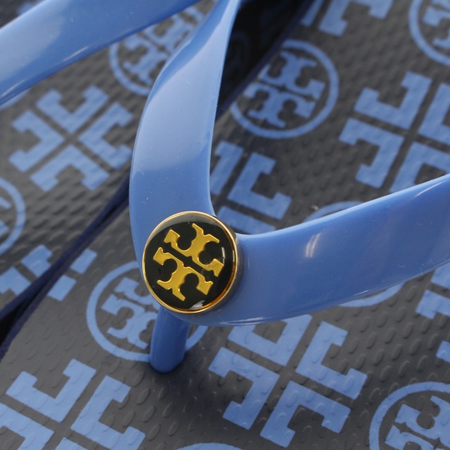 [トリーバーチ] オープントゥ ウエッジソールサンダル ネイビー 紺色 シューズ トリーバーチ 23.5cm ヒール約12cm TORY BURCH サンダル