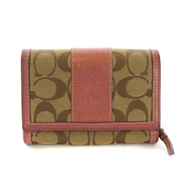 COACH 二つ折り財布 ブラウン ピンク コーチ COACH 二つ折り財布