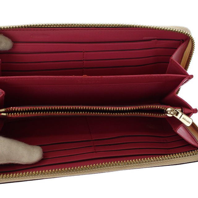 コーチ COACH 財布 長財布 レザー ラウンドファスナー 花柄 白