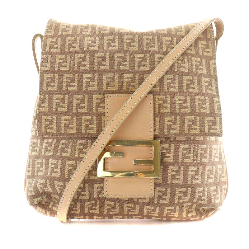 フェンディ FENDI ズッカ柄 ショルダーバッグ キャンバス レザー 